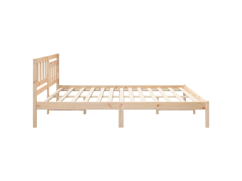  Lit double- lit adulte -  cadre de lit avec tête de lit marron 200 x 200 cm pin massif  - Conforama D
