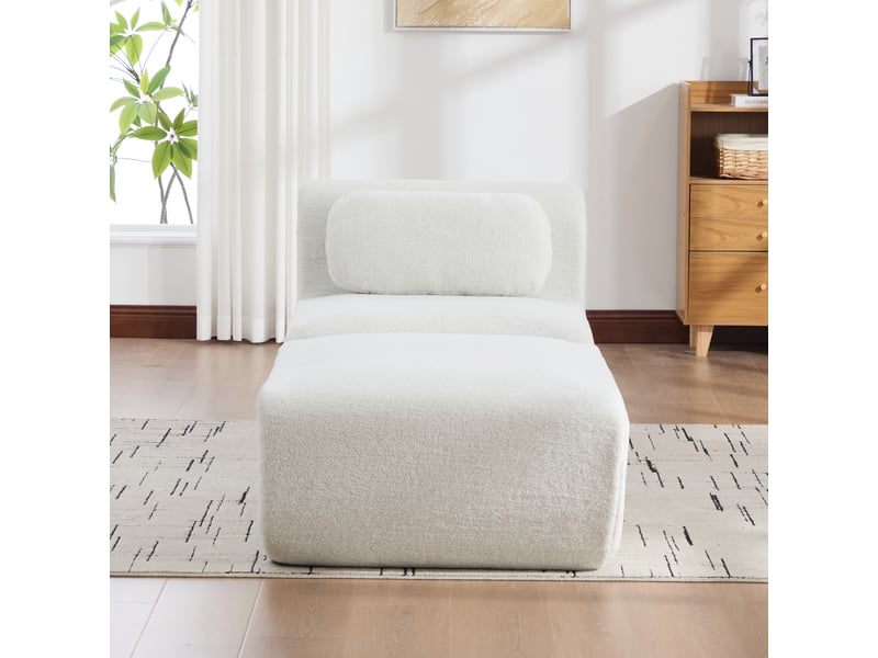  Méridienne modulable 1 place en chenille ivoire – 79 x 177 x 71 cm Fay Lum - Conforama D