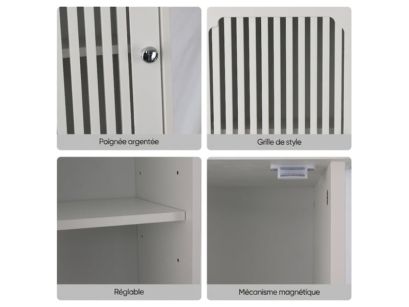 Armoire de salle de bain sur pied avec étagères réglables 36 x 30 x 163 cm - rangement étroit blanc - Conforama W