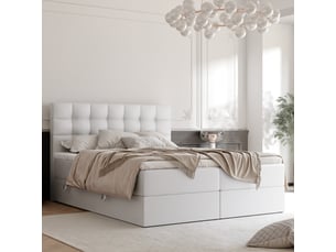Lit coffre 180x200 cm <strong>IDOHOME</strong>  <strong>GRAND</strong> coloris blanc