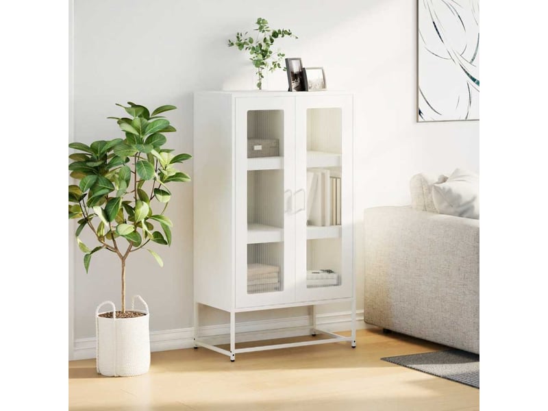 Buffet haut - bahut - meuble de rangement blanc 68x39x123 cm acier  - Conforama C