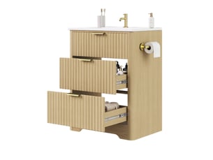 Meuble vasque 61x47x82 cm avec lavabo céramique, 2 tiroirs et porte-papier