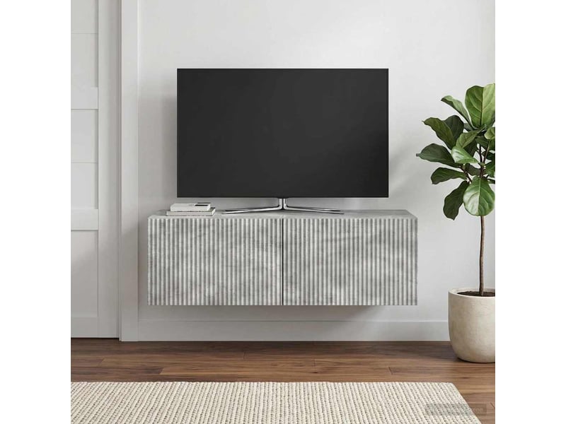  Meuble tv - banc tv - meuble de rangement mural 98 x 41 x 30 cm gris béton bois d'ingénierie  - Conforama B