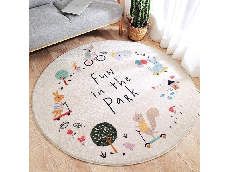  Tapis lavable - grand tapis rond de protection en peluche - tapis de salon pour enfants - 80cm - style 2  - Conforama E