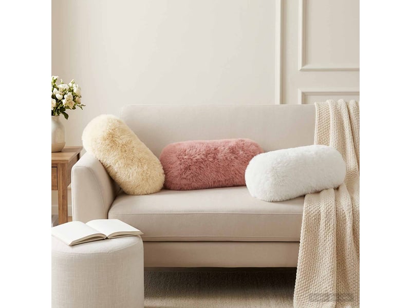  Lot de 6 coussins avec oreiller, coussins décoratifs heerlen blanc fleece pv cf50795  - Conforama B