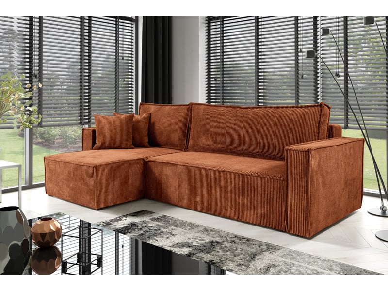 Canapé d'angle convertible cord jimmy cuivre - Conforama B