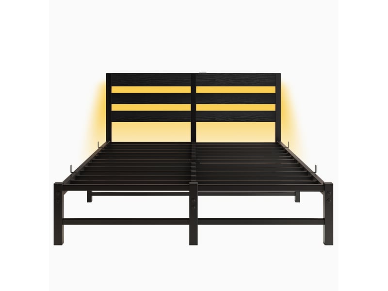  Lit double 140x200 avec led rgb, ports usb et rangement sous le lit evryae  - Conforama A