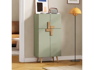 Buffet de cuisine haut 60x35x120 cm vert, 4 portes, rangements de porte et étagères réglables