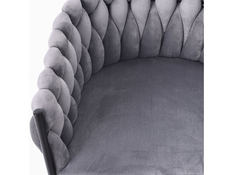Chaise de salle à manger pivotante 360° en velours gris, lot de 2, pieds métal noirs, dossier enveloppant - Conforama D