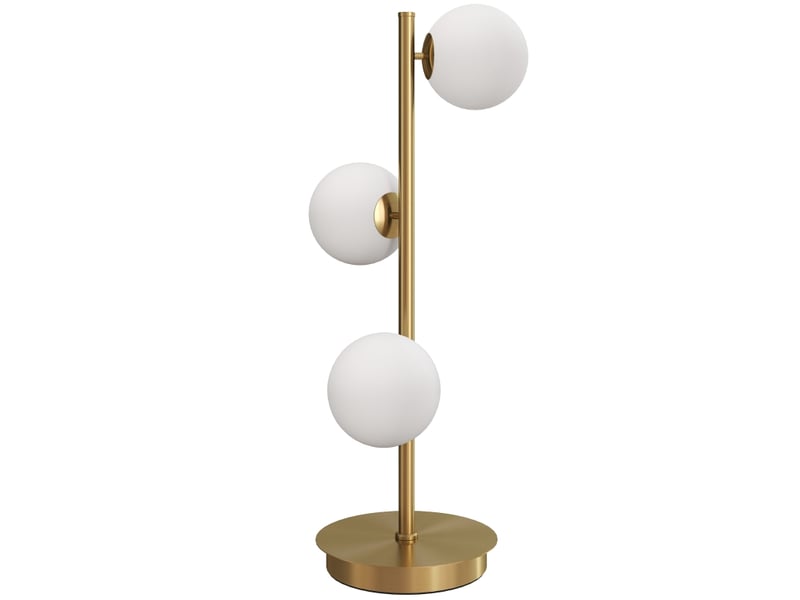  Lampe de table,24x24x53 cm,meulva,3 globes crème,coloris laiton antique  - Conforama A