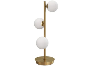 Lampe de table,24x24x53 cm,meulva,3 globes crème,coloris laiton antique
