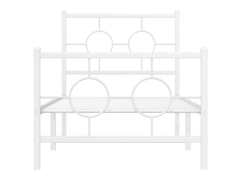  Lit simple- lit adulte -  cadre de lit métal sans matelas avec pied de lit blanc 80x200cm  - Conforama D