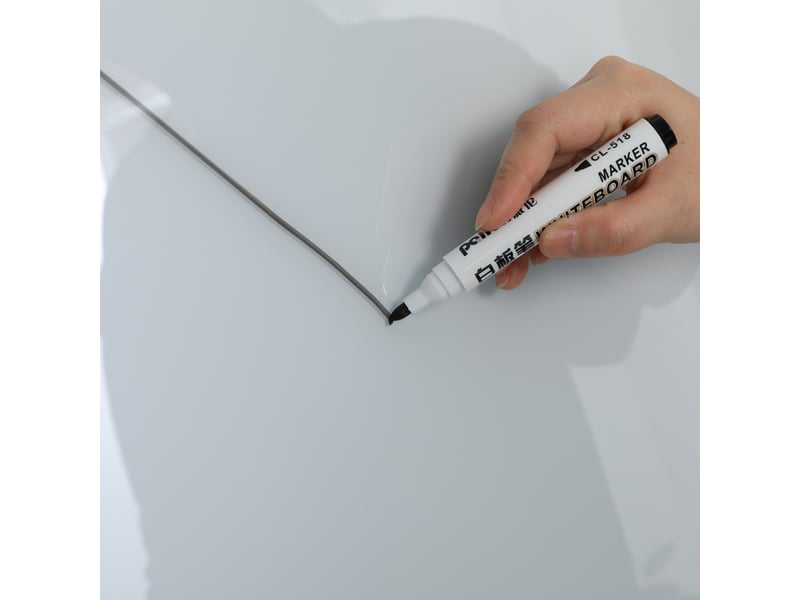 Tableau blanc magnétique en verre trempé 90x60 cm sur roulettes, hauteur réglable - Conforama E