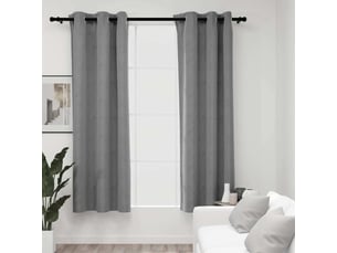 Lot de 2 rideaux occultants, rideaux black-out et anneaux gris 94x160 cm velours cf44907