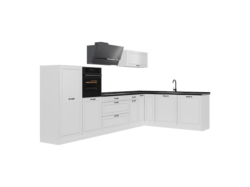  Vicco cuisine en angle, blanc campagneblanc, 347 x cm plan de travail anthracite  - Conforama A