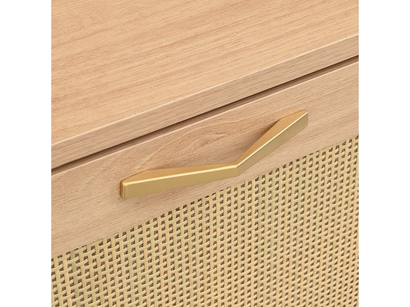Meuble à chaussures 4 portes, 108,5x24x100 cm, armoire hall d'entrée en mdf et métal, couleur chêne clair avec étagère supérieure - Conforama E