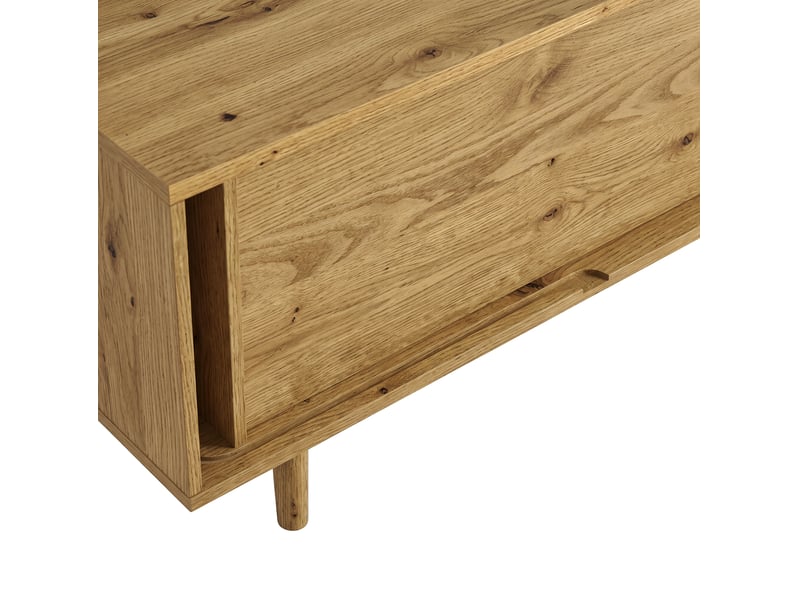  Meuble tv 165 cm avec 4 tiroirs et 2 portes coulissantes, mdf, bois naturel  - Conforama E