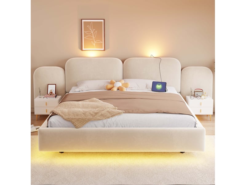  Lit coffre 180x200 led avec prises usb et usb-c evryae  - Conforama C