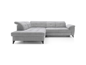 Canapé d'angle gris 5 places angle gauche couchage 128x225cm inferno