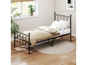 Lit simple en métal,90 x 200 cm,avec sommier à lattes sans matelas,métal,noir