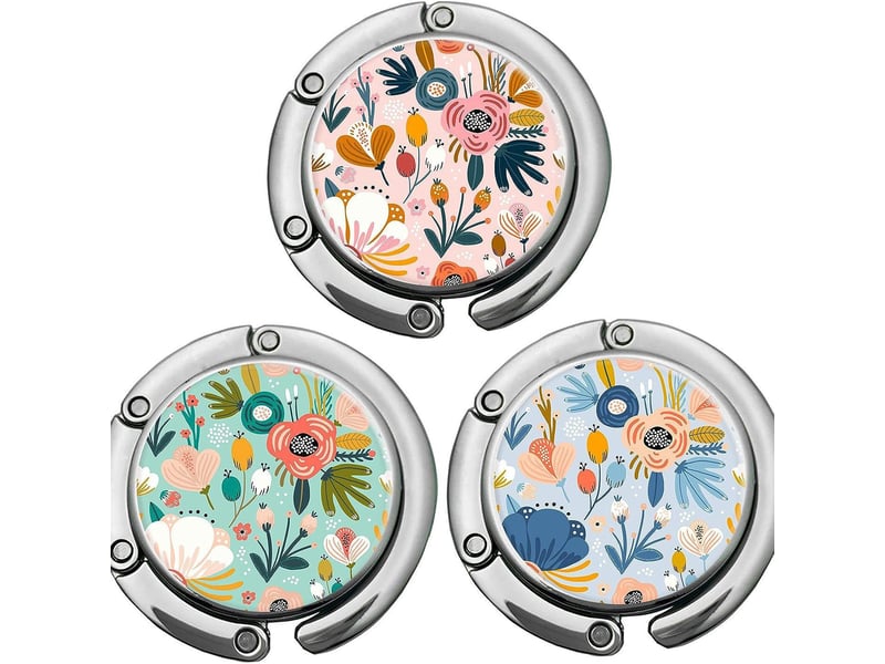  Un ensemble de 3 crochets pliables pour nappes - compacts et légers - à motif floral - adaptés aux tables d'une épaisseur maximale de 5 cm, multicolore HRC0004024LY - Conforama A