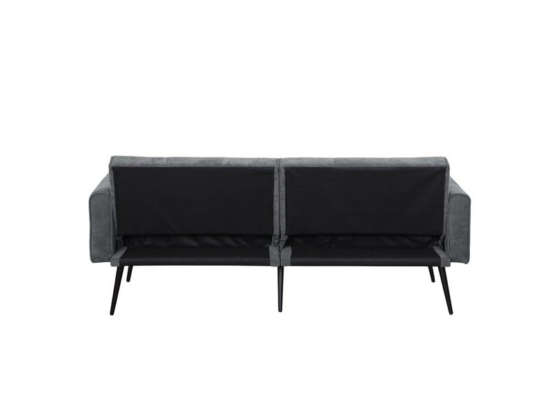  Canapé droit convertible 3 places en velours côtelé gris, dossier réglable et couchage pour petits espaces  - Conforama D