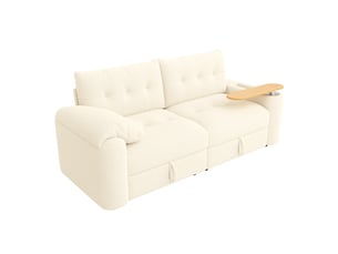 Canapé d'angle gauche fixe <strong></strong> <strong></strong> 2 places Tissu beige avec coffre de rangement