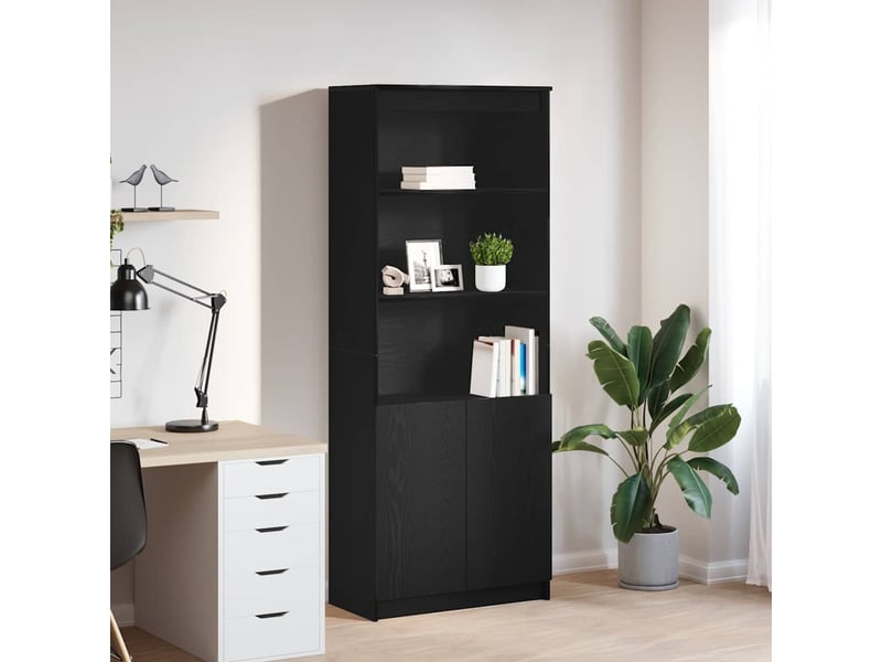  Buffet haut - bahut - meuble de rangement chêne noir 70x35x180 cm bois d'ingénierie  - Conforama B