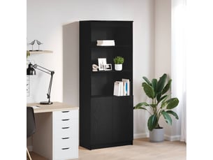 Buffet haut - bahut - meuble de rangement chêne noir 70x35x180 cm bois d'ingénierie