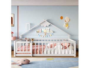 Lit cabane 90x190 cm MAISENTIEL coloris blanc
