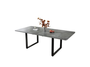 Table à manger extensible 140180220x80 cm, rectangulaire, 6-10 places, pieds en métal, pour cuisine et salle à manger - gris