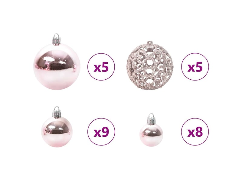  Ensemble de boules de noël 61 pcs 150 led blanc chaud ø 6 cm  - Conforama E