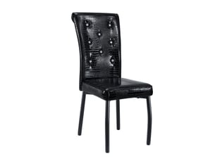 Chaise de salle à manger lot de 4 vintage rembourrée avec pieds réglables en pvc noir et métal