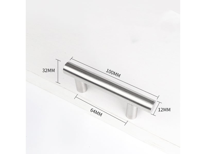  Lot de 10 poignées de porte et cuisine en acier inoxydable – entraxe 64 mm  - Conforama B