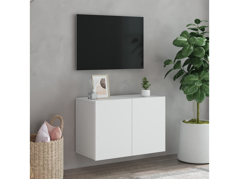  Meuble tv - banc tv - meuble de rangement mural blanc 60x30x41 cm  - Conforama C