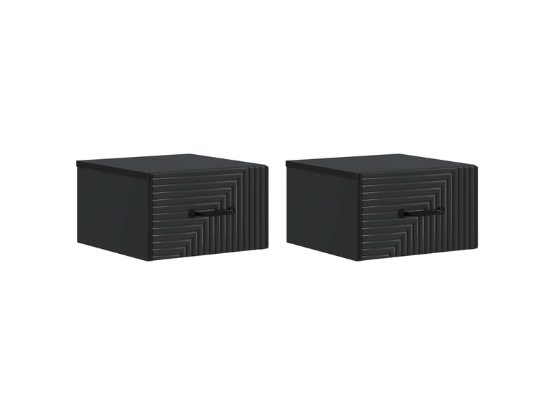  Table de chevet - cabinet de chevet - table de nuit mural 2 pièces noir 34,5 x 33 x 20 cm  - Conforama A