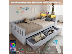 Lit simple 90x200 cm    coloris gris
