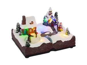 Village de noël illuminé et musical, patineurs tournants, décoration de noël, 23 x 18 x 15 cm, multicolore