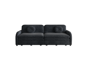 Canapé convertible 3 places 206 x 84 x 90 cm en chenille avec poches latérales noir chicfurn