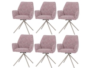 Lot de 6 chaises de salle à manger hwc-g67, pivotantes, à position automatique, en chenille métallisée (410 gm²) - structure crème, rose