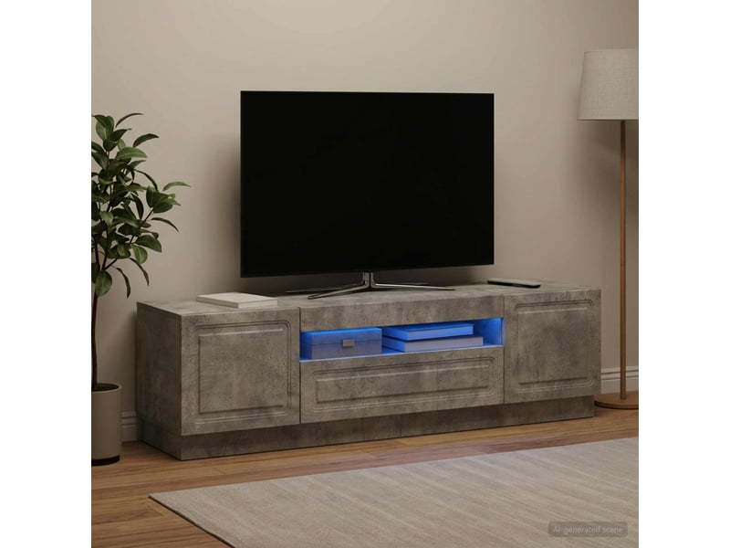 Meuble tv - banc tv - meuble de rangement led gris béton bois d'ingénierie - Conforama B