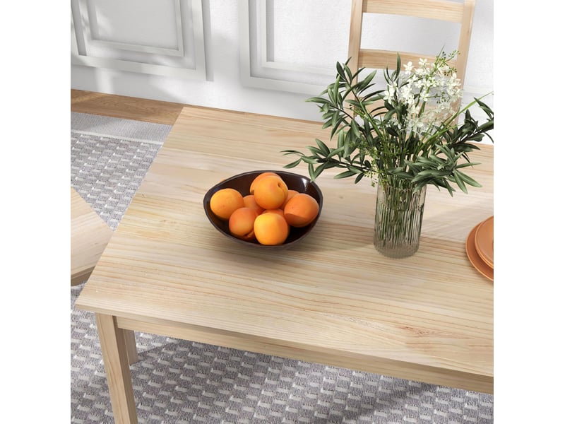  Ensemble table et chaises pour 4 personnes, rectangulaire, en bois massif naturel  - Conforama E