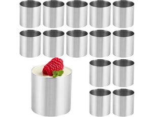 15 pcs cercle à pâtisserie 5x5cm, moule à mousse en acier inoxydable 430, cercle patisserie pour gâteaux, entremets et desserts individuels, argenté