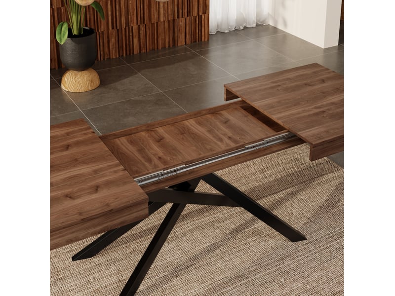 Table à manger extensible 140 à 180 cm, 6 à 8 personnes, mdf, coloris noyer - Conforama D