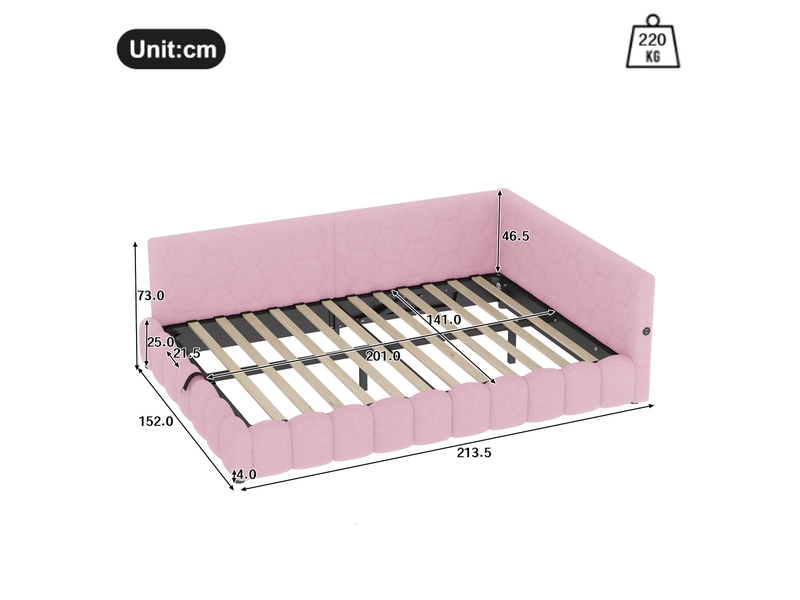  Lit en velours rose 152x213,5 cm  - Conforama C