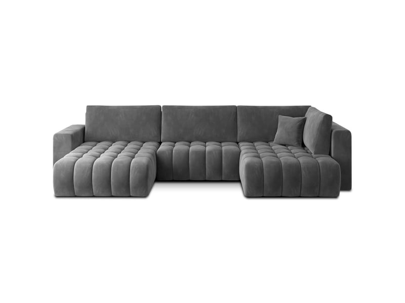 Canapé d'angle bonita convertible 6 places gris foncé effet velours – gauche – 350x175cm - Conforama A