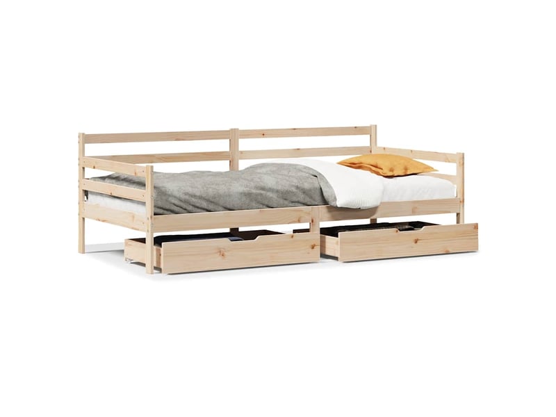 Lit simple- lit adulte - lit de jour et tiroirs sans matelas blanc 80x200 cm bois massif - Conforama A