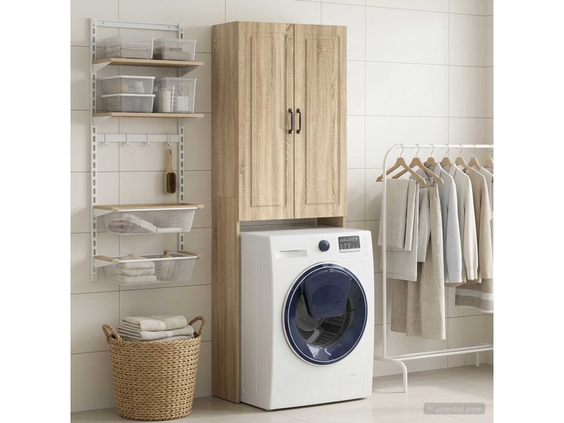  Armoire de toilette, meuble de toilette utrecht chêne sonoma 66x25.5x190 cm  - Conforama B