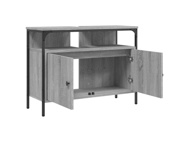 Armoire lavabo salle de bain, meuble de rangement sonoma gris 80x30x60 cm  - Conforama E