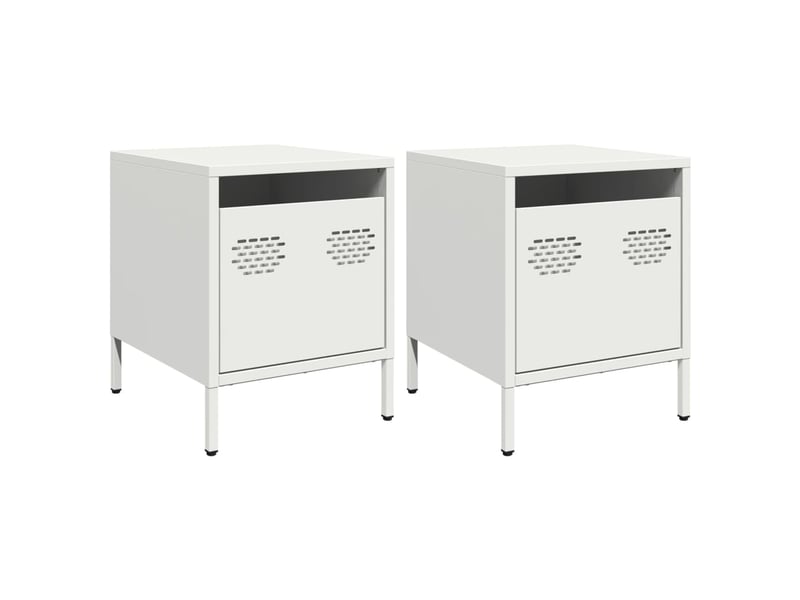  Lot de 2 tables de chevet - cabinet de chevet - table de nuit blanc 35x39x43,5 cm acier  - Conforama A